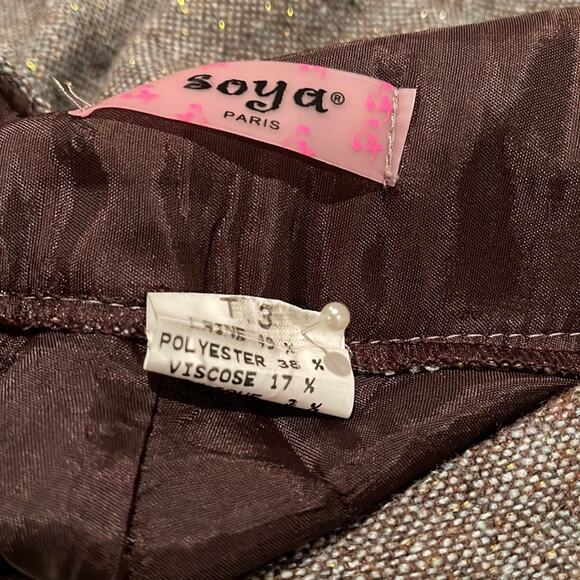 Soya Paris Vintage Flared Cuffed leg Women Short Pants Gray Multi Size T3 - Picture 4 of 11